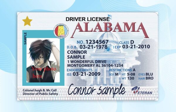 Editable Alabama drivers license Template