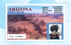 Editable Arizona drivers license Template