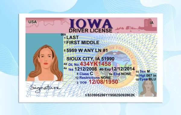 Editable Iowa Drivers License Template