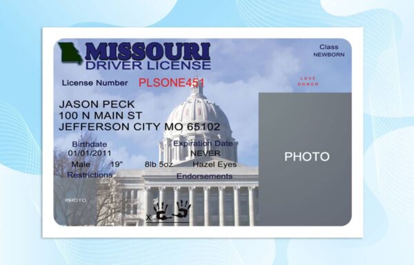 Editable Missouri Drivers License Template
