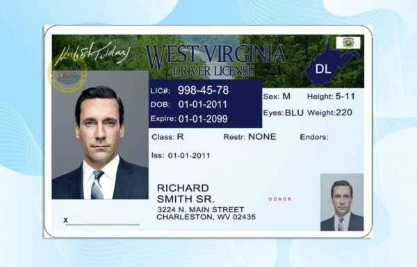 Editable West Virginia Drivers License Template
