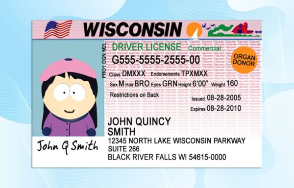 Editable Wisconsin Drivers License Template