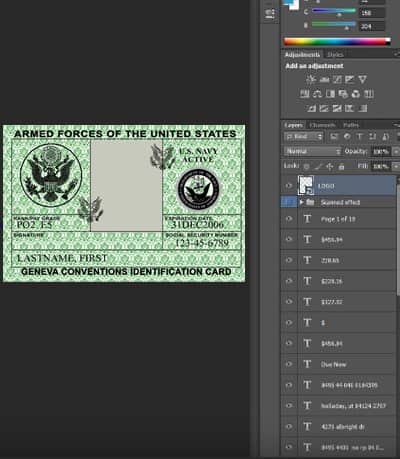 USA Military ID Template