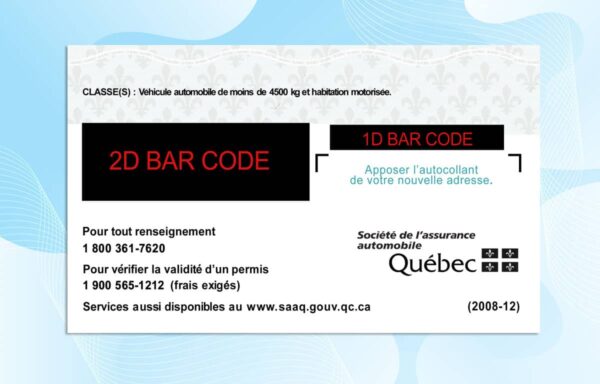 Editable Canada Quebec Drivers License Template