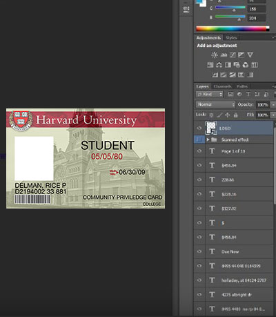 Editable Harvard University ID PSD Template
