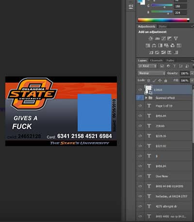 Editable Oklahoma State University ID PSD Template
