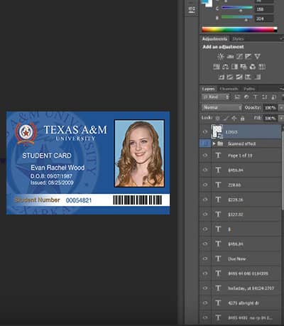 Editable Texas A&M University ID PSD Template