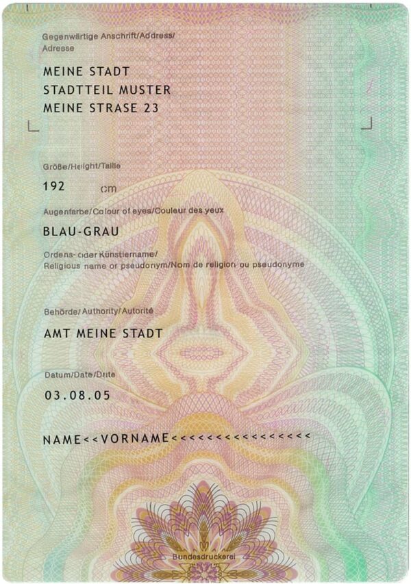 Editable German Passport Template