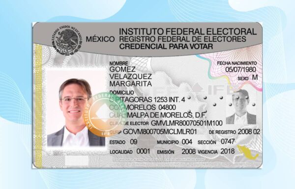 Editable Mexican IFE Card PSD Template