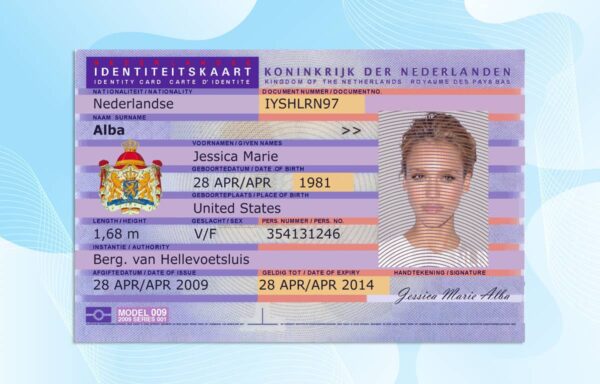 Editable Netherlands Identity Card PSD Template