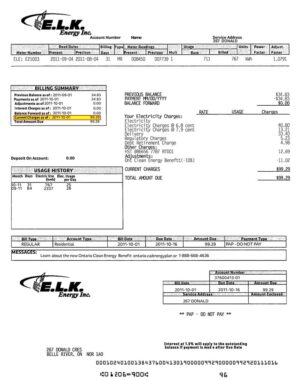 Editable Canada Electric Bill Template