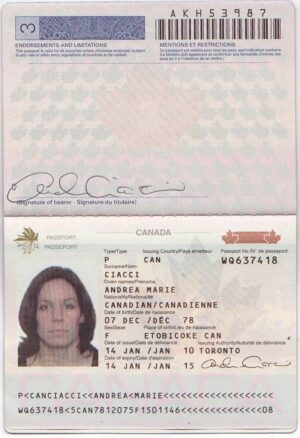 Editable Canada Passport Template