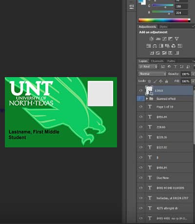 Editable University of North Texas ID PSD Template