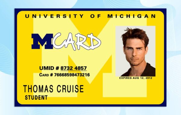 Editable University of Michigan ID PSD Template