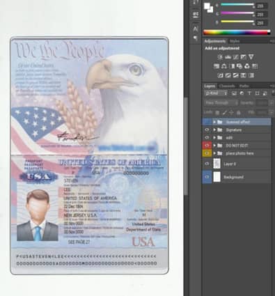 USA Passport Template
