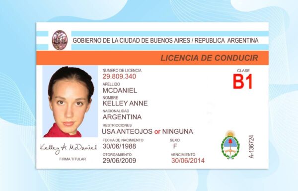 Editable Argentina drivers license Template
