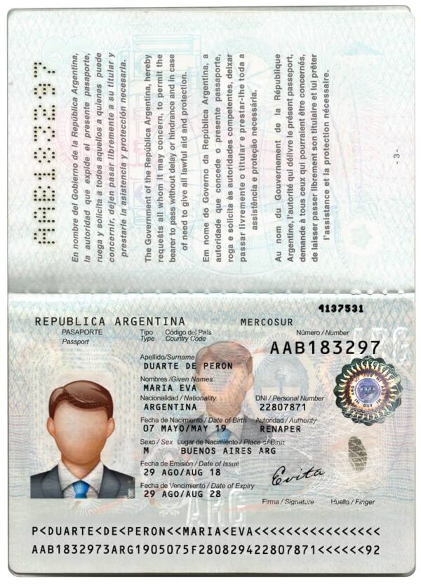 Editable Argentina Passport Template