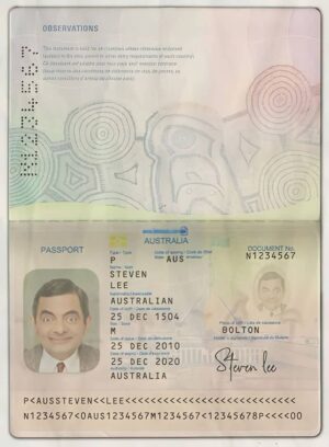 Editable Australia Passport Template