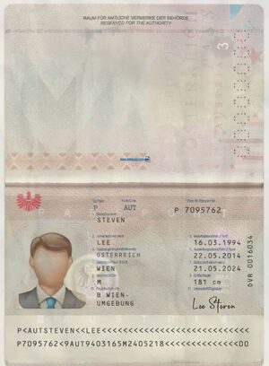 Editable Austria Passport Template