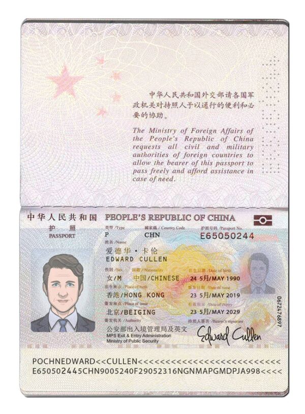 Editable China Passport Template