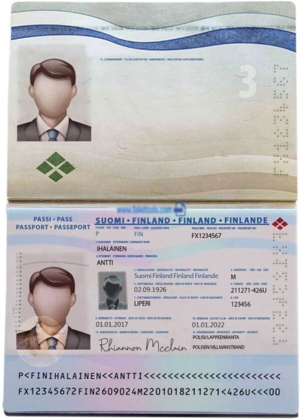 Editable Finland Passport Template