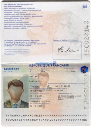 Editable France Passport Template