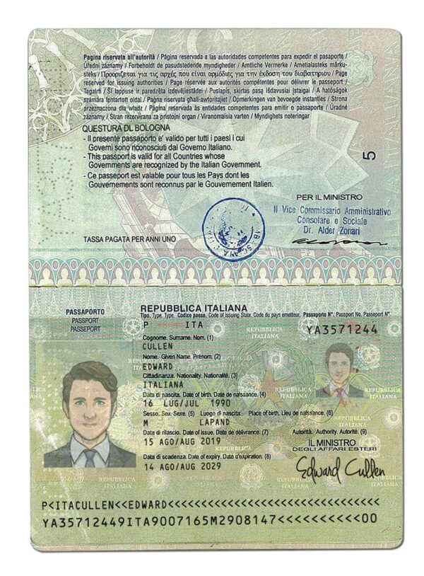 Editable Italy Passport Template