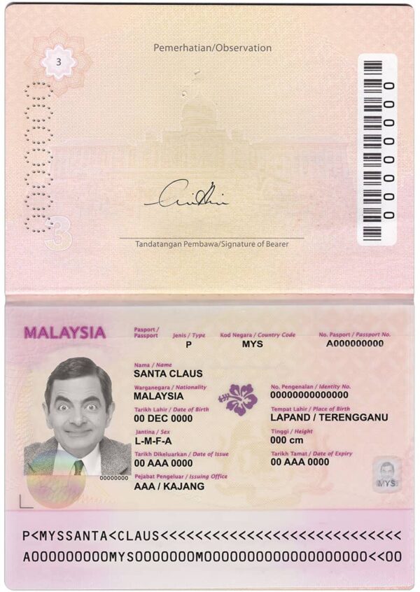 Editable Malaysia Passport Template