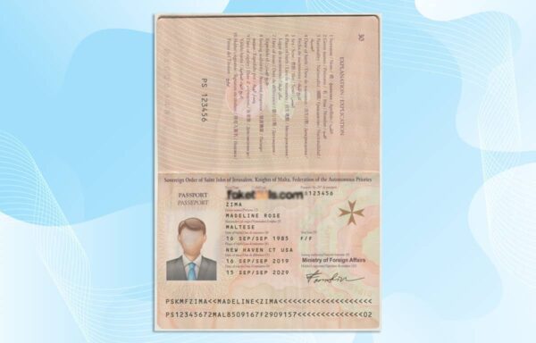 Editable Malta Passport Template