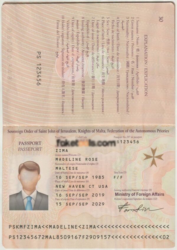 Editable Malta Passport Template