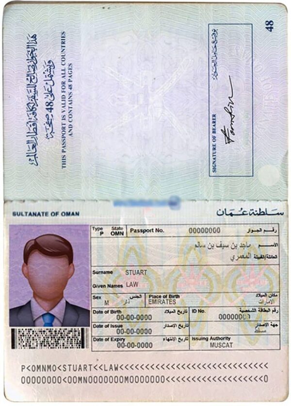 Editable Oman Passport Template