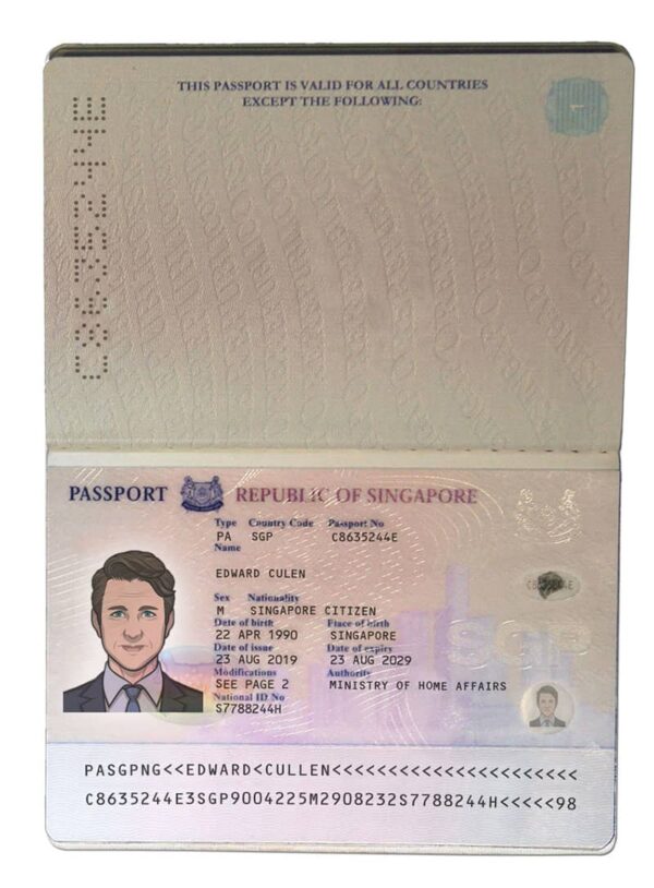 Editable Singapore Passport Template