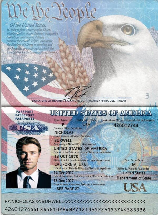 Editable USA Passport Template