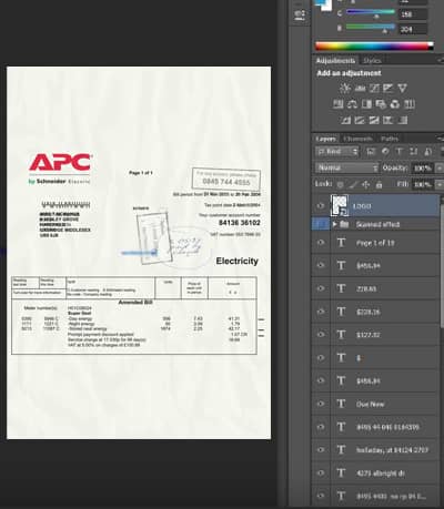 Editable UK Electricity Bill Template (APC)