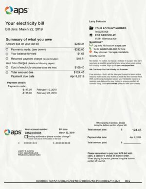 Editable Arizona Utility Bill Template