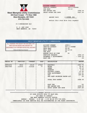Editable Arkansas Utility Bill Template