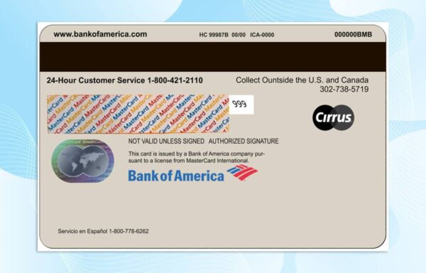 Editable Bank of America Master Card Template