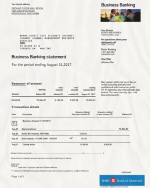 Editable Bank of Montreal Statement PSD Template