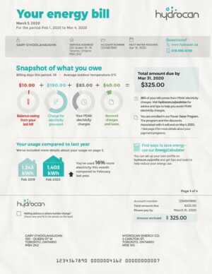 Editable Canada Utility Bill Template