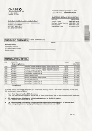Editable Chase Bank Statement PSD Template