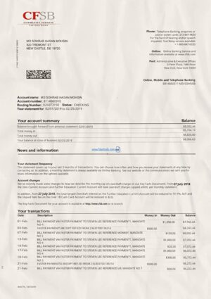 Editable Community Federal Bank Statement PSD Template