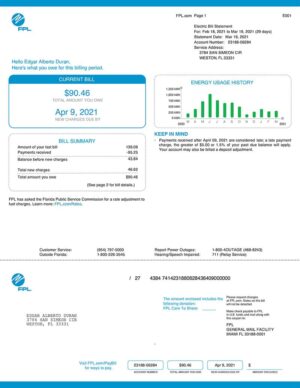Editable Florida Utility Bill Template