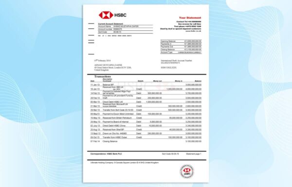 Editable HSBC Bank Statement PSD Template