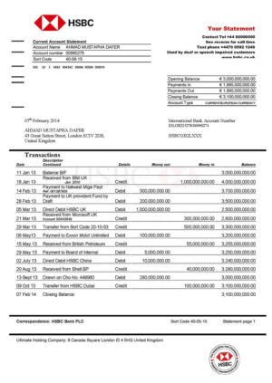 Editable HSBC Bank Statement PSD Template
