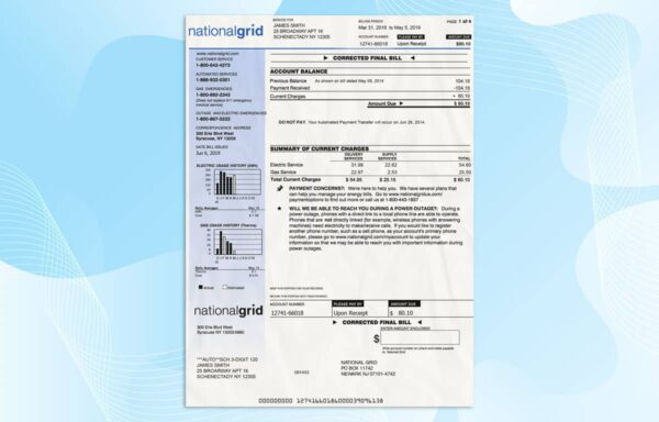 Editable New York Utility Bill Template