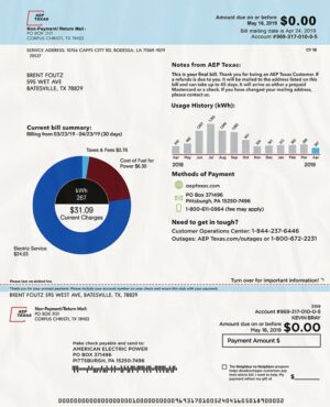 Editable Texas Utility Bill Template