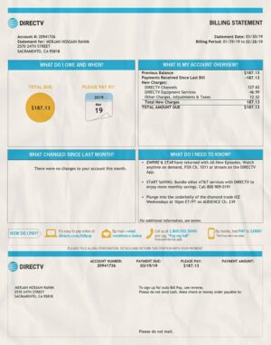 Editable USA Utility Bill Template (DirecTV)