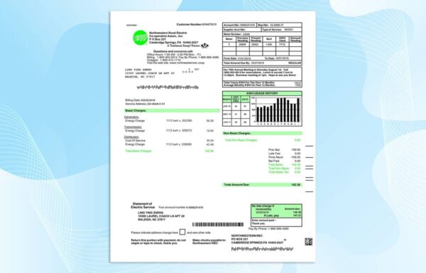 Editable USA Utility Bill Template