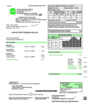 Editable USA Utility Bill Template