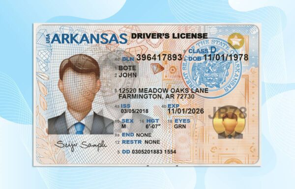 Editable Arkansas drivers license Template